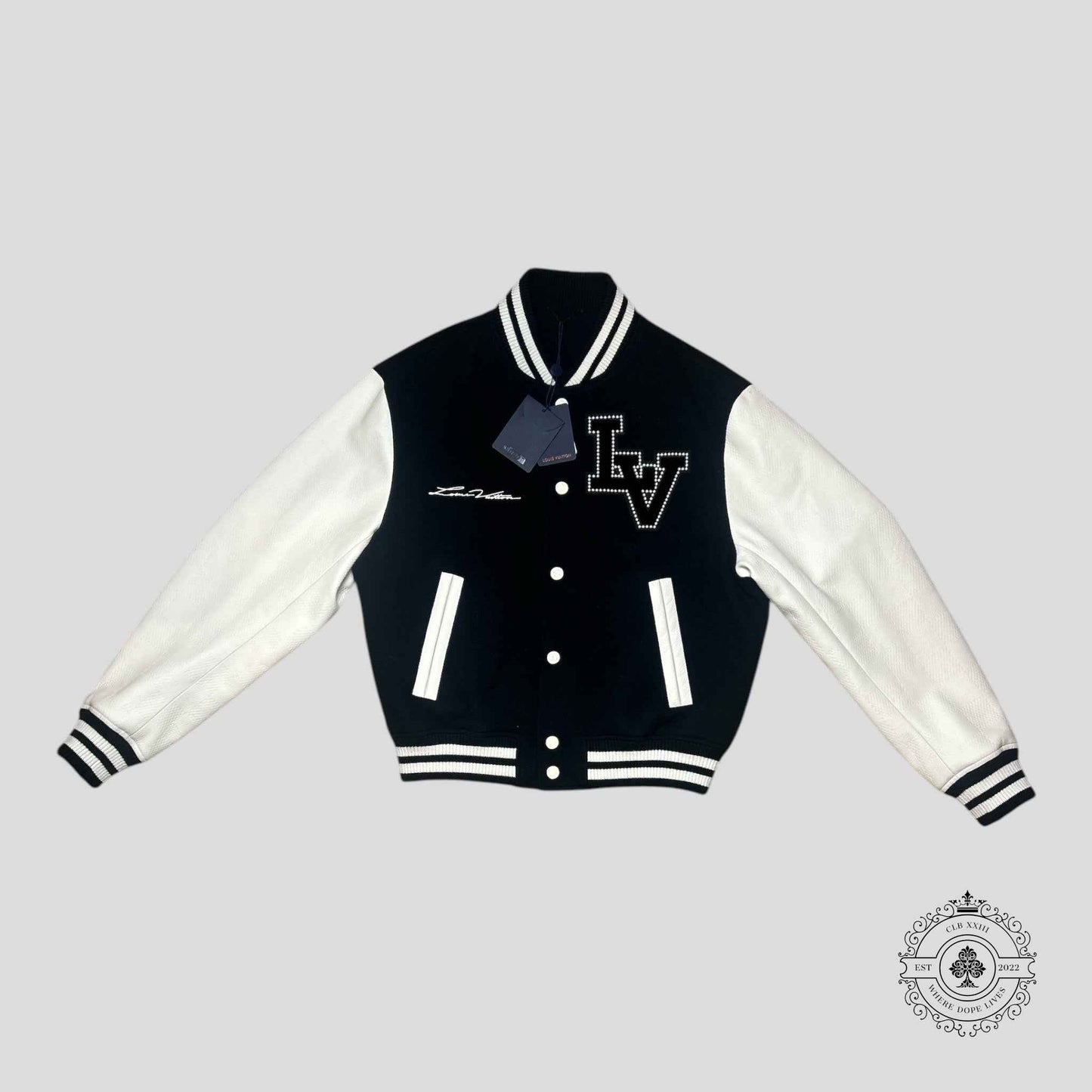 Louis Vuitton Marque Deposee Varsity Jacket in Black/White