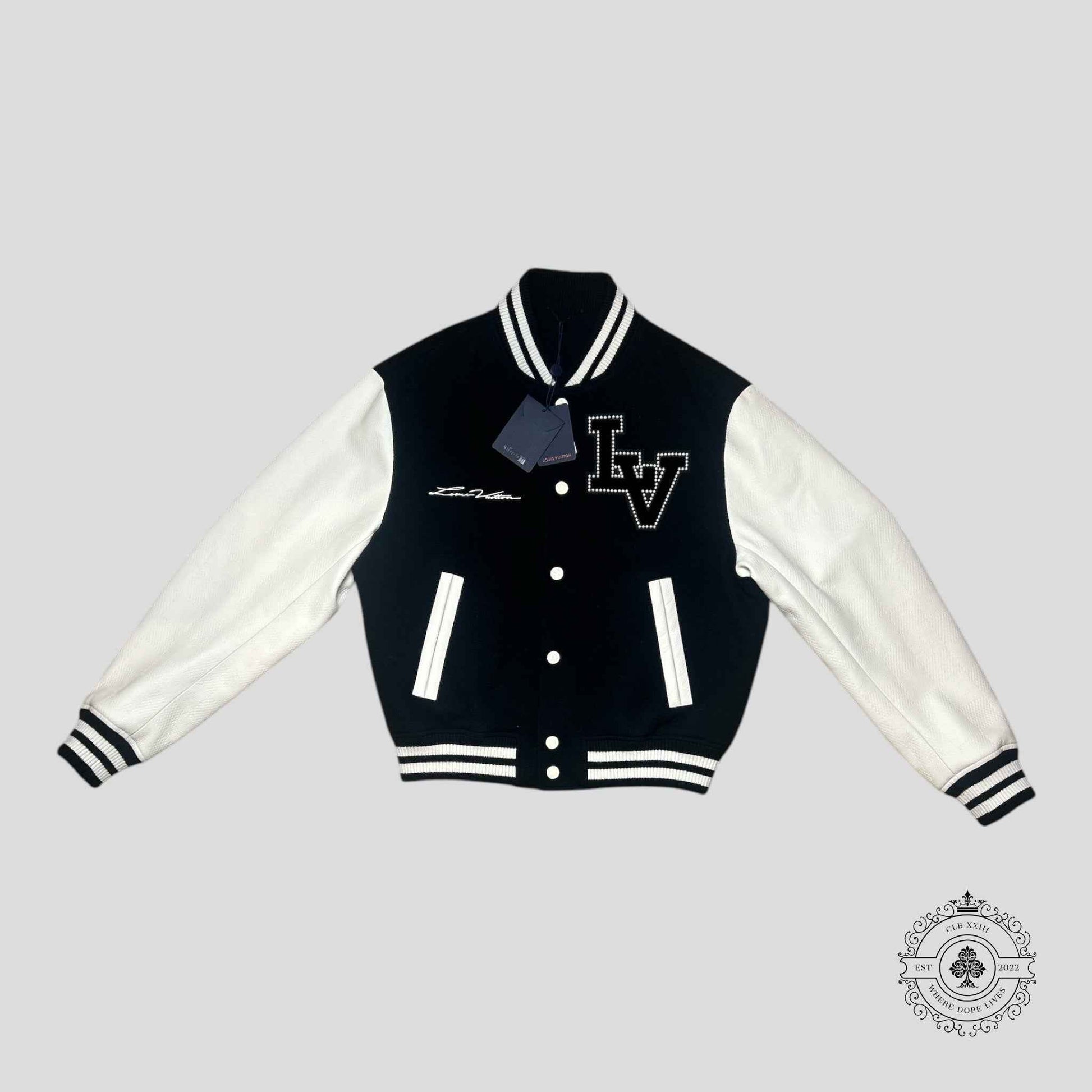 Louis Vuitton Marque Deposee Varsity Jacket in Black/White