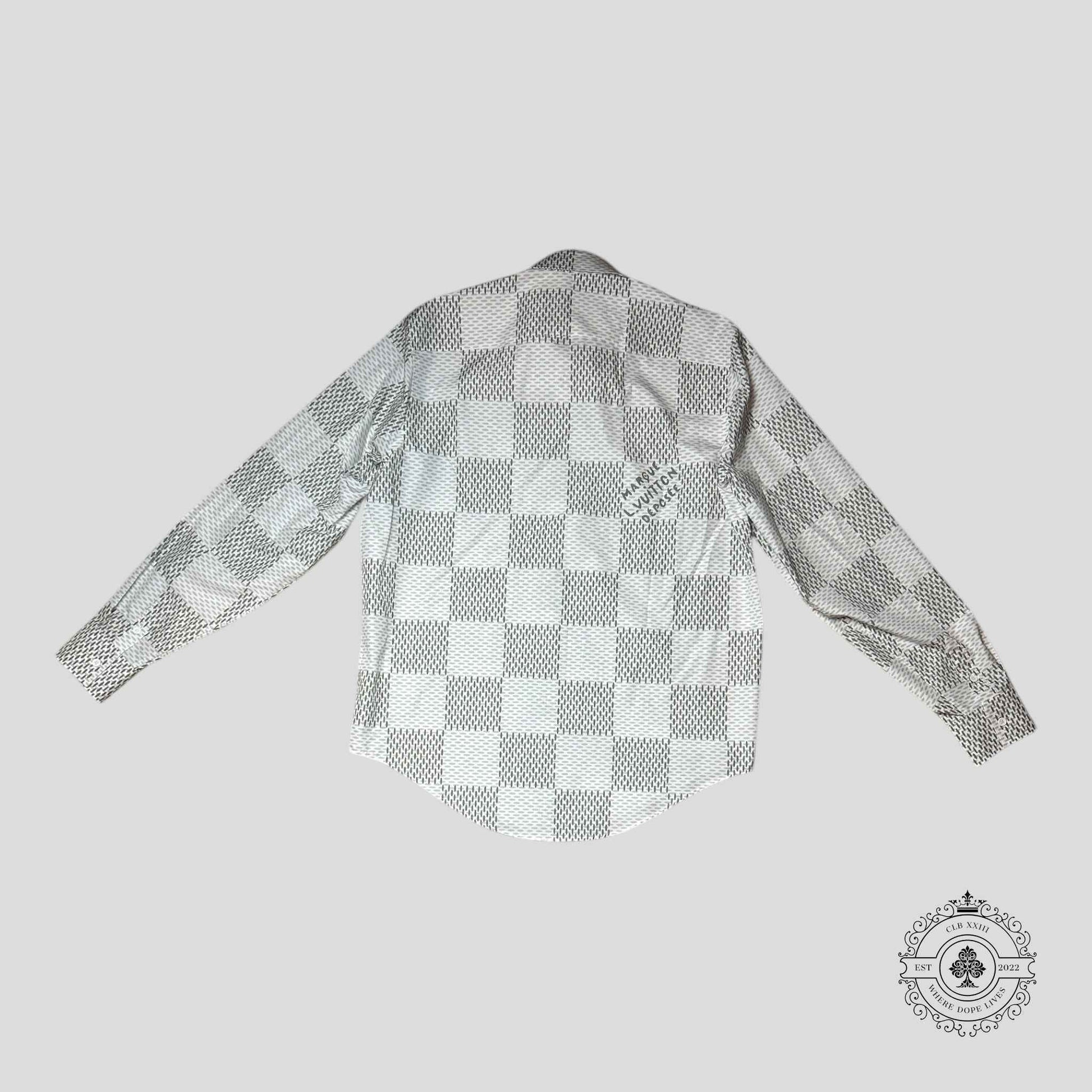 Louis Vuitton Damier Button Up Shirt in White/Grey