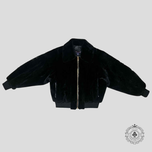 Louis Vuitton Monogram Mink Bomber Jacket in Black