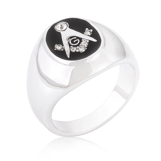 Onyx Cubic Zirconia Masonic Ring