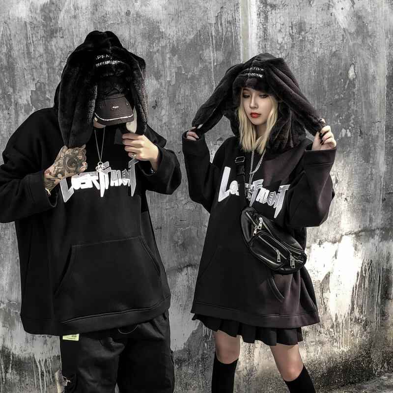 Rabbit Ears Hoodie Oversized streetwear Hoodies