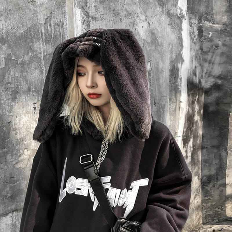Rabbit Ears Hoodie Oversized streetwear Hoodies