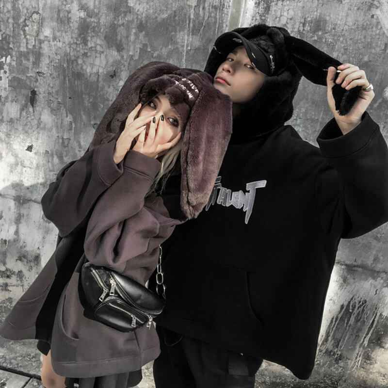 Rabbit Ears Hoodie Oversized streetwear Hoodies
