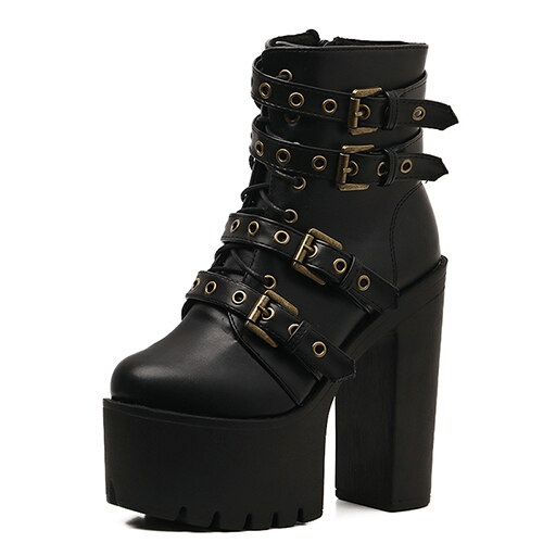 USS Shoes Roswel Women's Black Platform Ankle Boots