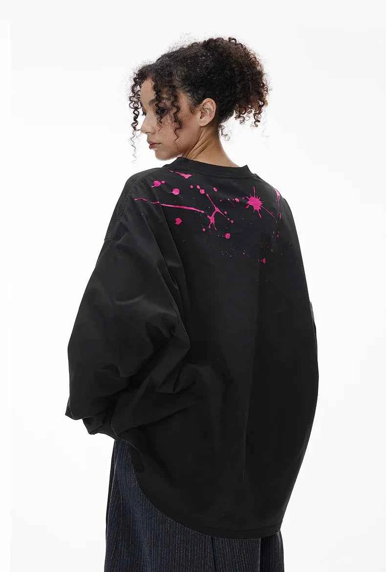 American Splatter Color Block Long Sleeve T-Shirt