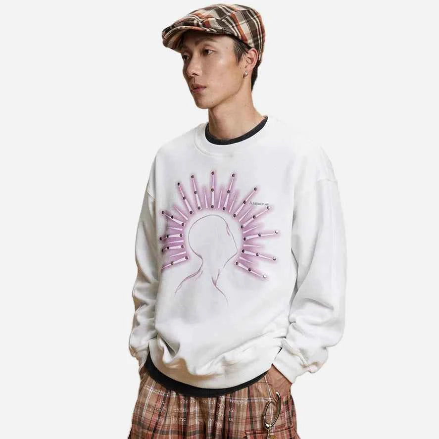 Y2K Autumn Streetwear Rivet Print Sweatshirt