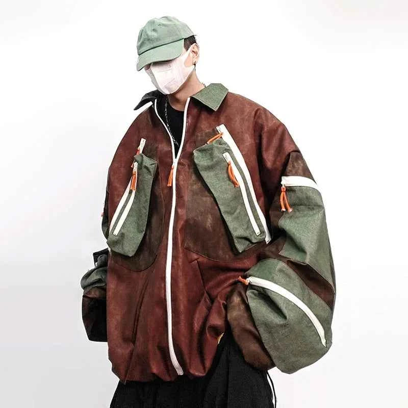 Handsome Streetwear Multi-Panel Leather Jacket