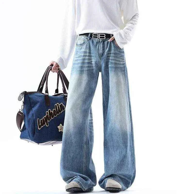 High-Quality Gradient Washed Straight Tube Jeans