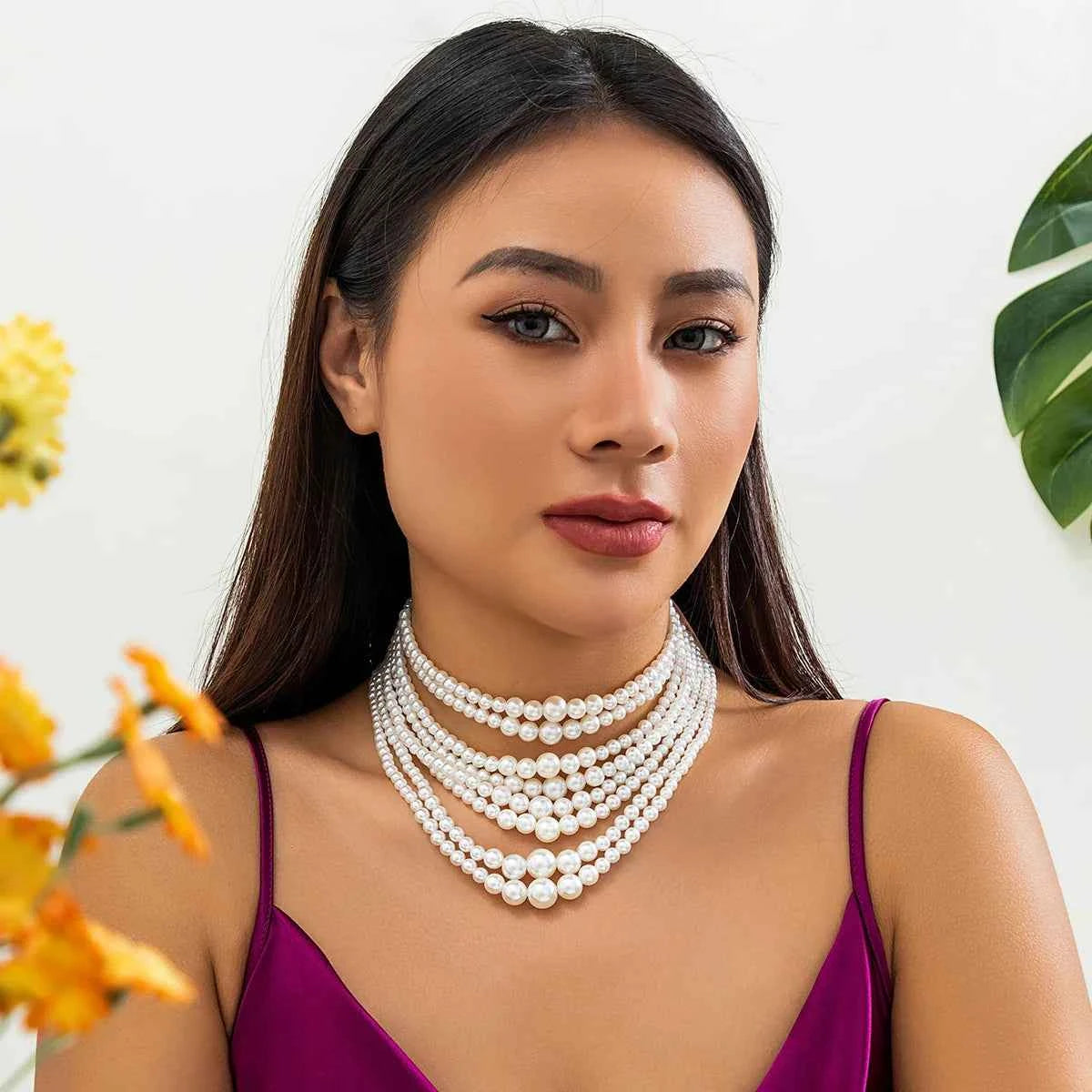Elegant Imitation Pearl Beads Chain Necklace