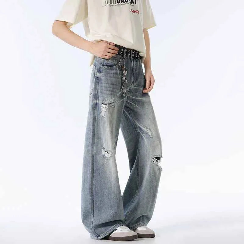 Summer Ripped Hole Wide Leg Jeans