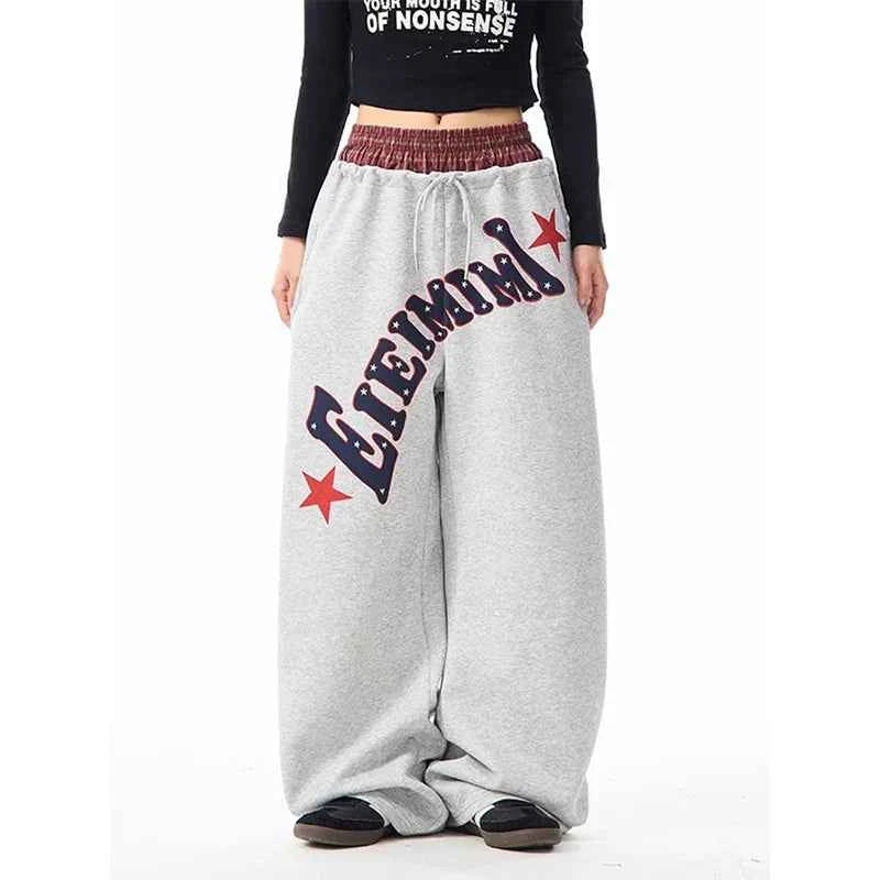 Stretch Y2K Oversized Letter Print Sweatpants