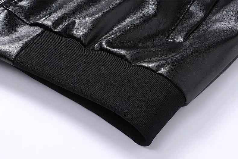 High Street Letter Print Loose Fit Leather Jacket