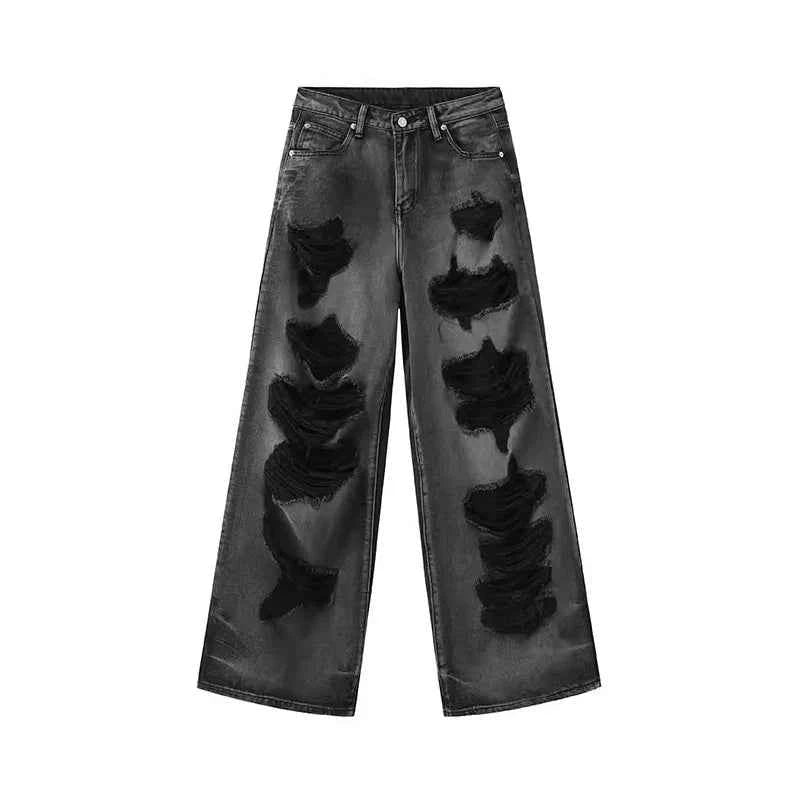 High Waist Ripped Hole Baggy Jeans