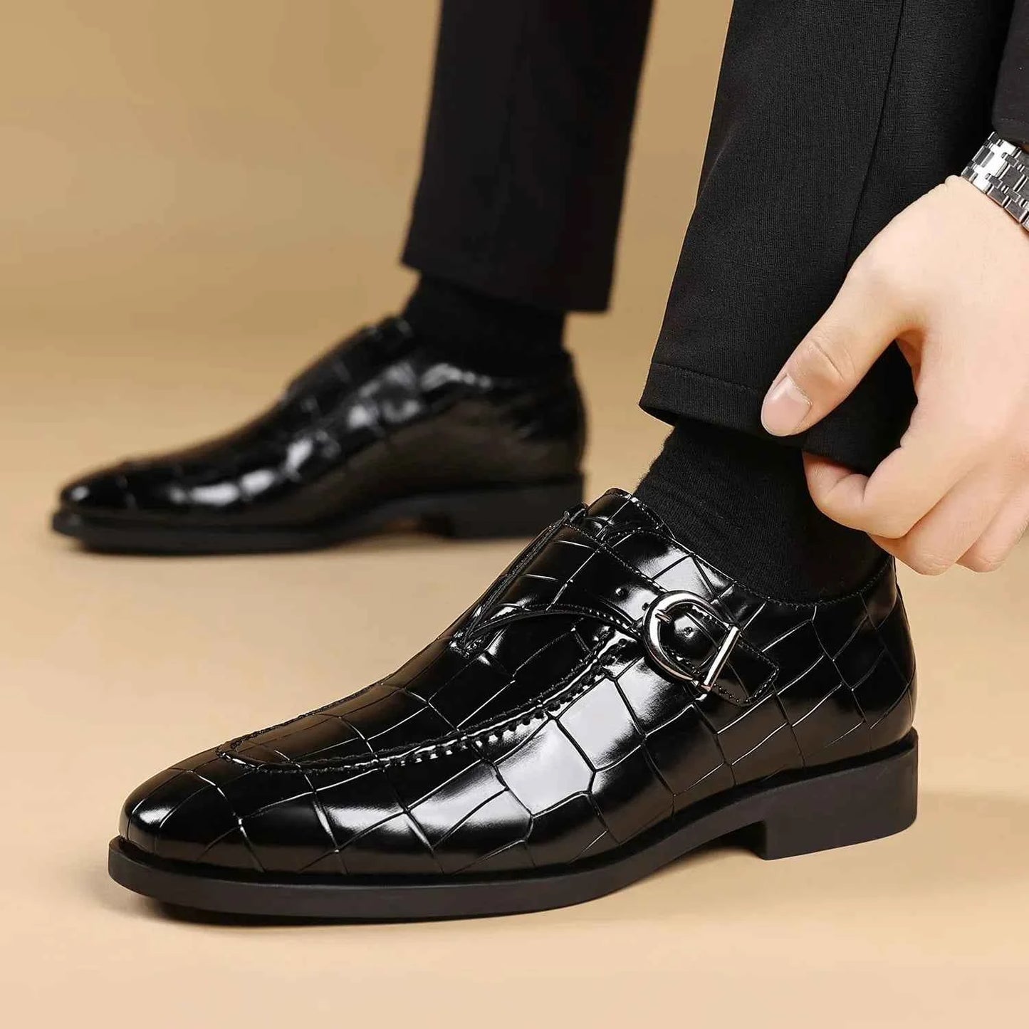 Luxury Crocodile Pattern Leather Business Shoes