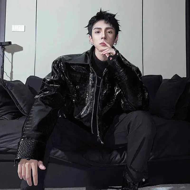 Spring Slim Leather Motorcycle Zipper Jacket