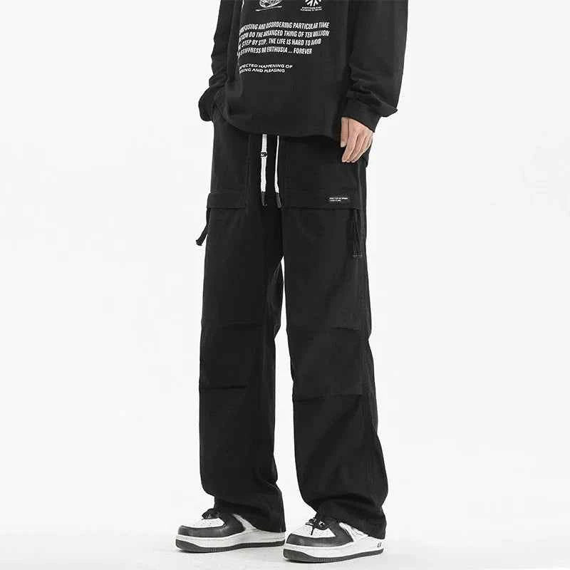 Solid Color Casual Loose Wide Leg Cargo Pants