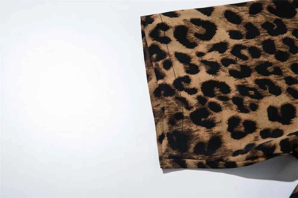 Leopard Print Loose Fit Lapel Summer Shirt