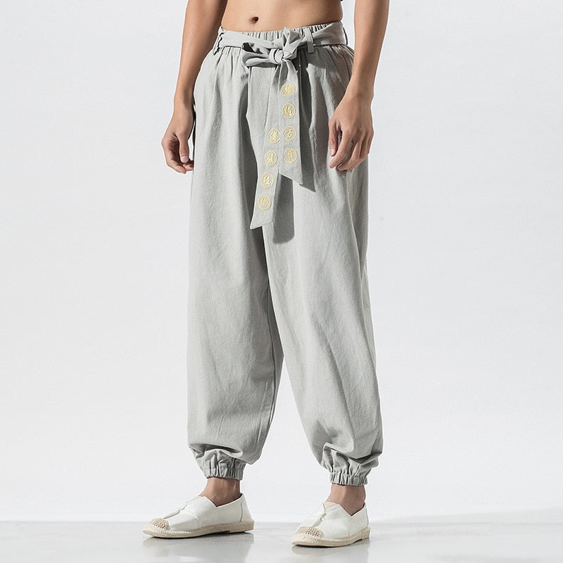 Japanese Embroidered Ribbon Tie Style Pants