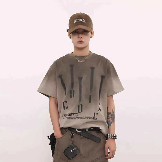 Vintage Washed Graphic Print Short Sleeve T-Shirt