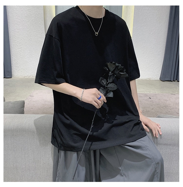 Loose Round Neck Plain T-Shirt