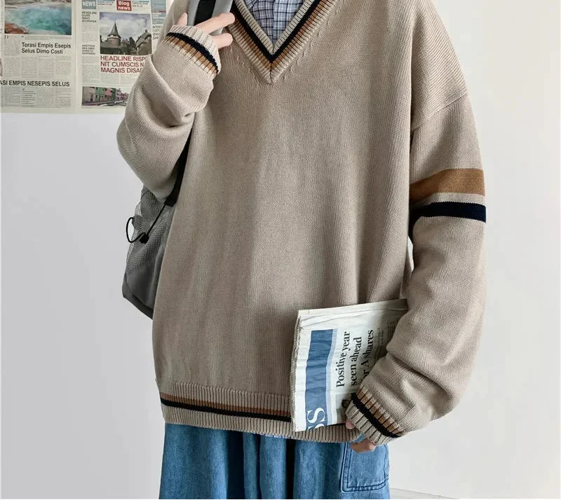 Winter Cozy Knit V-Neck Classic Sweater - Luxuryurbanwear