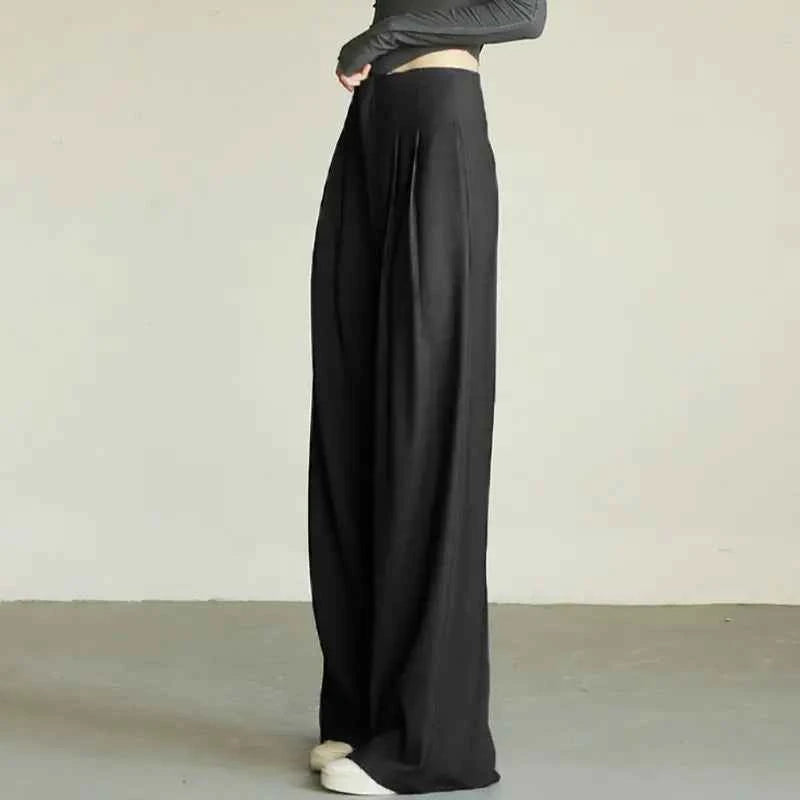 Classic Comfort Draping Effect High Waist Wide Pants
