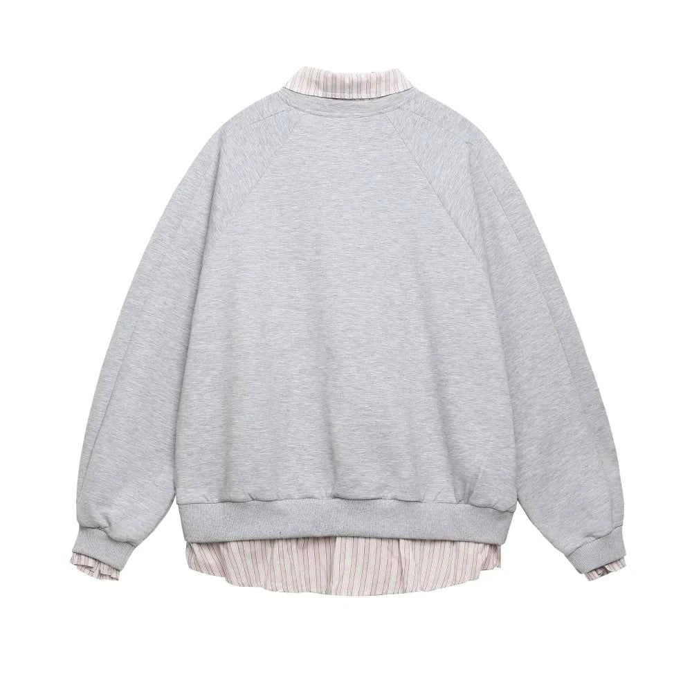 Insulated Streetwear Letter Print Fake Two-Piece Sweatshirts