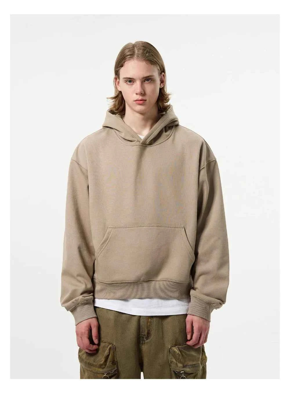 Streetwear Cozy Loose Fit Solid Color Hoodie