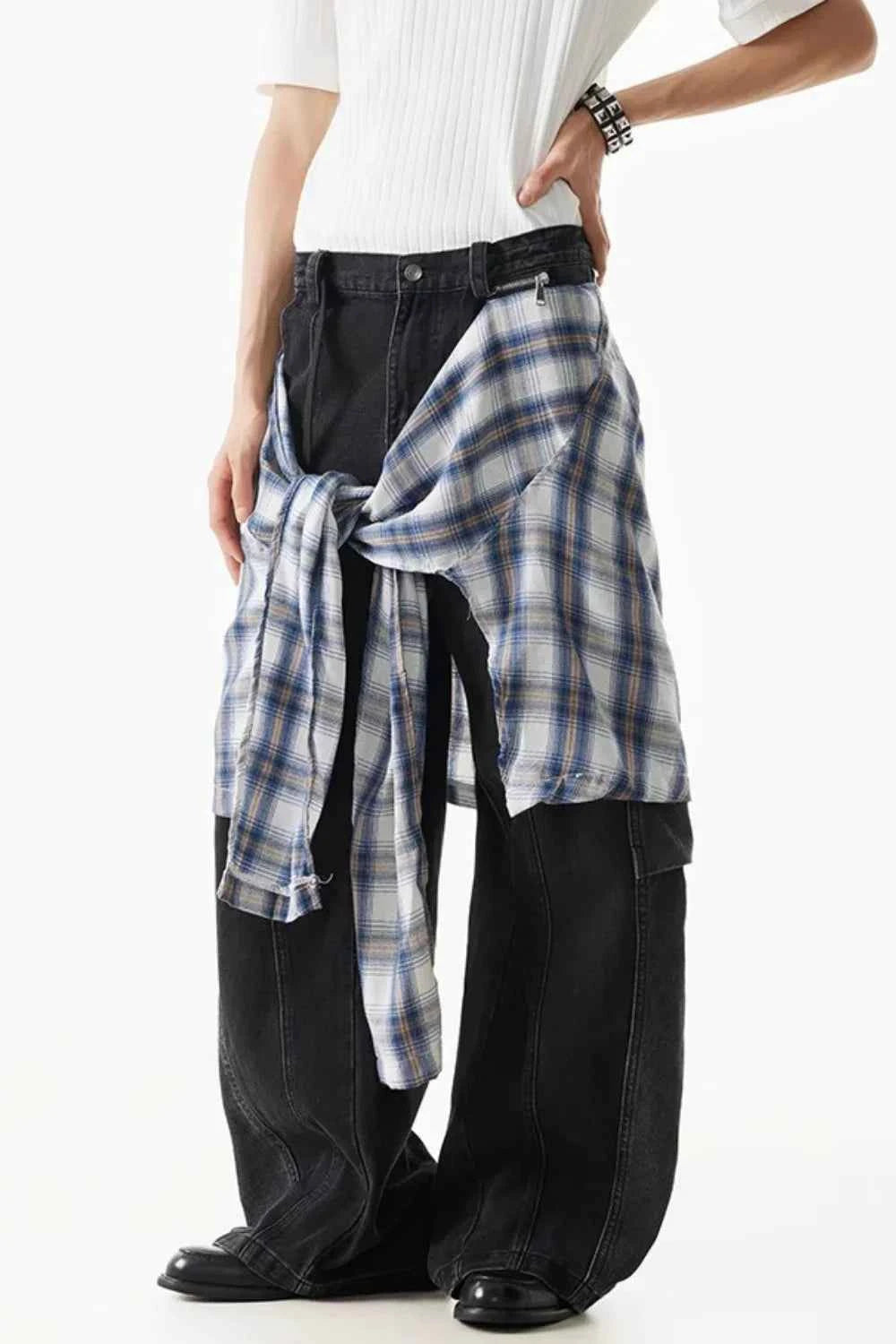 Trendy Patchwork Banana Hip Hop Wide Leg Jeans