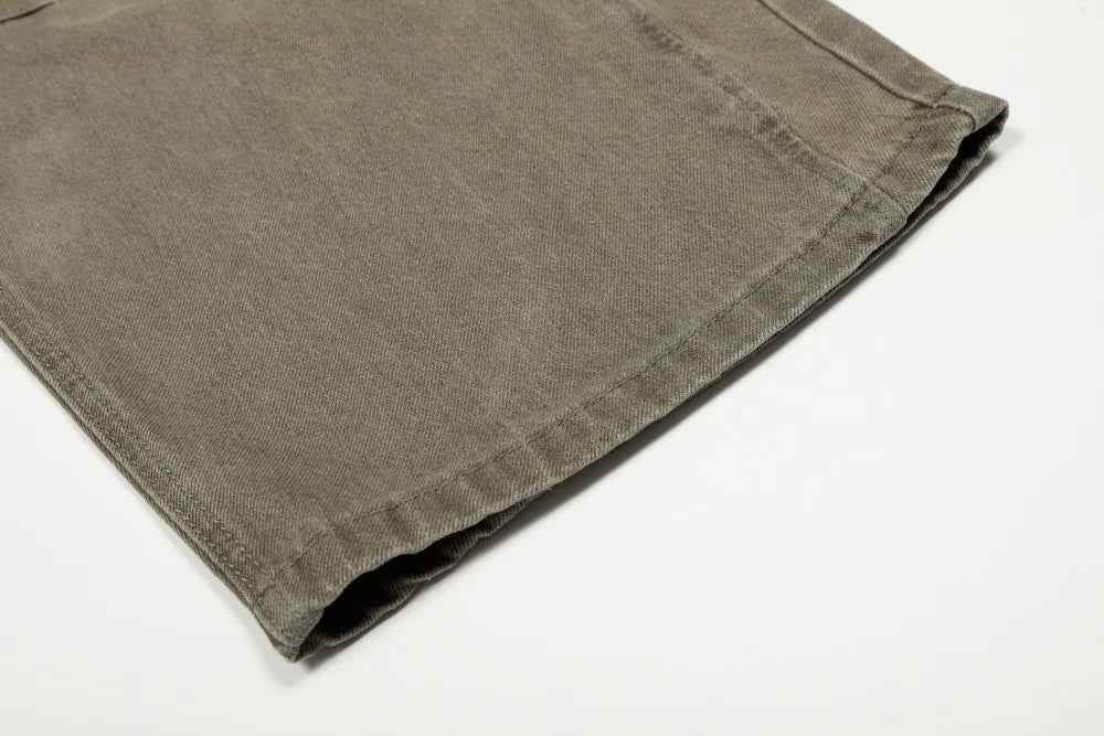 Vintage Pleated Spliced Distressed Wide Leg Jeans