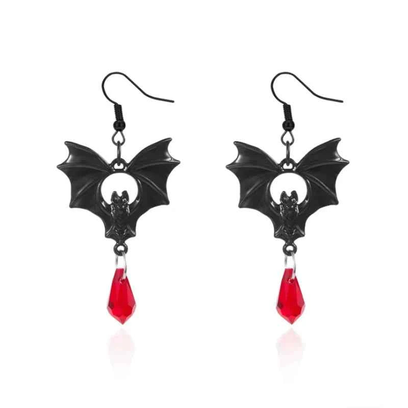 Halloween Gothic Bat Droplet Earrings