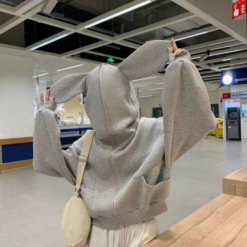 Cozy Oversized Rabbit Ear Hooded Sweatshirt