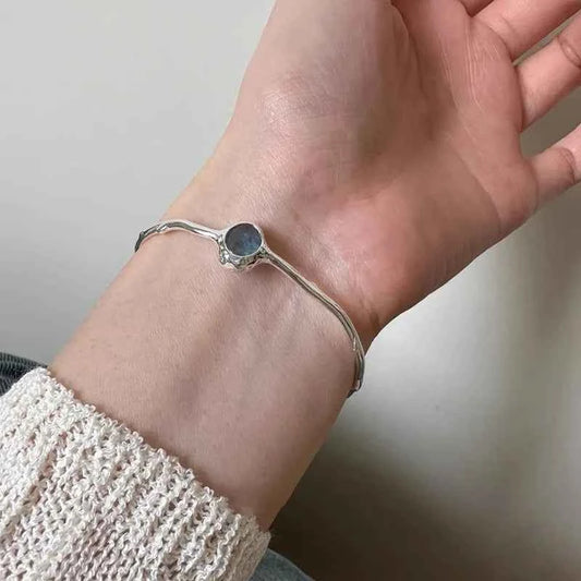 Blue Stone Geometric Punk Bangle Bracelet