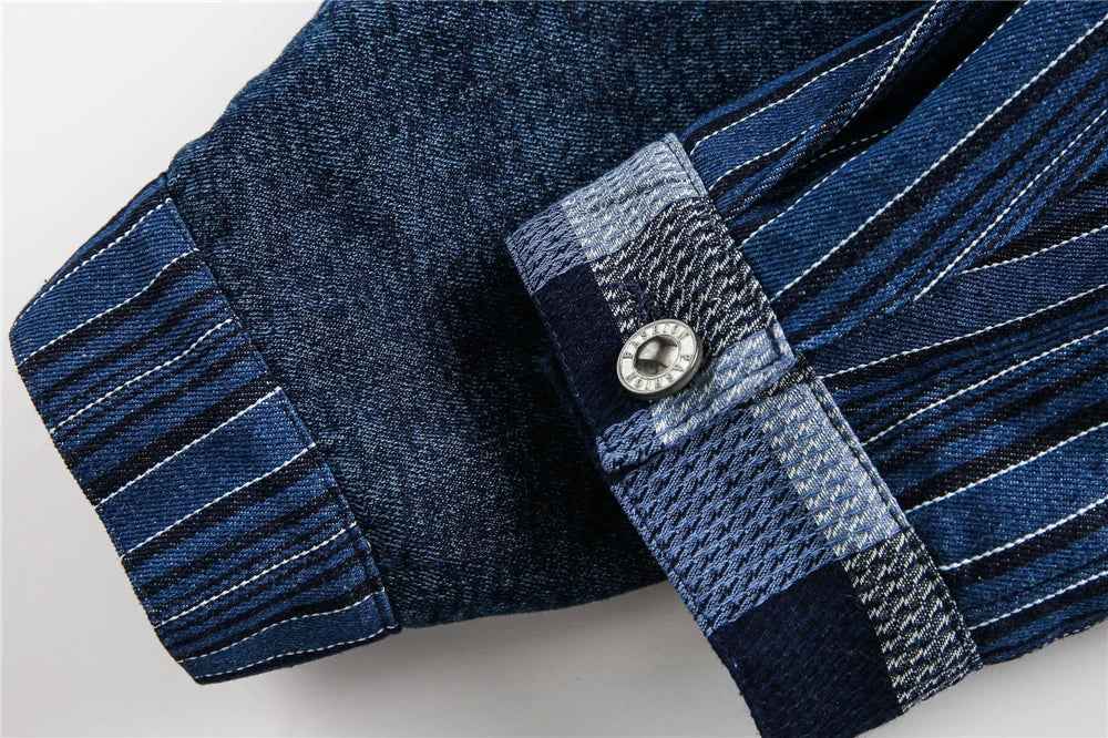 Versatile Retro Blue Casual Patchwork Denim Jacket