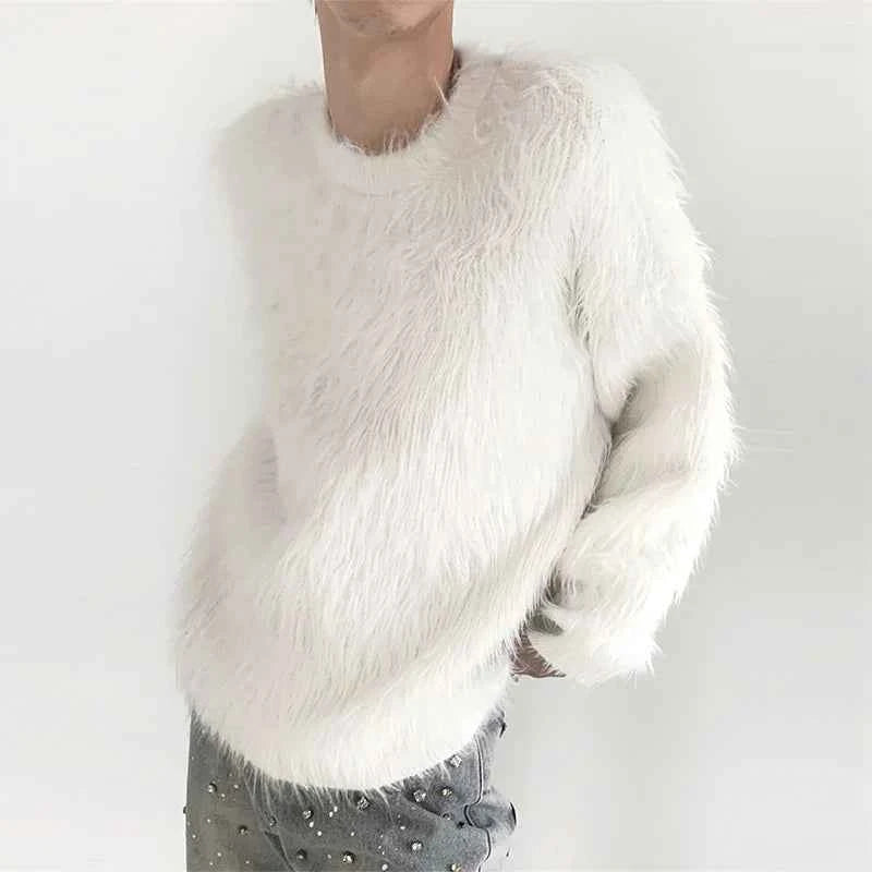 Streetwear Comfort Luxury Chic Mink Wool Knitted Sweater