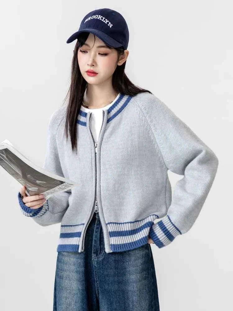Women Streetwear Comfort Cozy Striped Cardigan