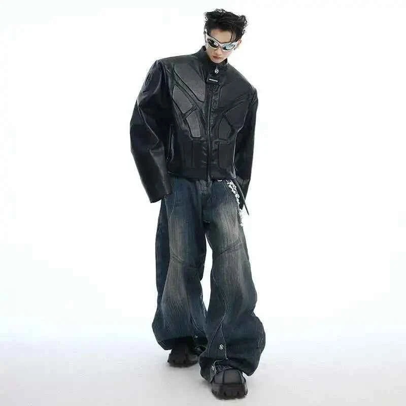 Metal chain decorate loose wide Leg Jeans