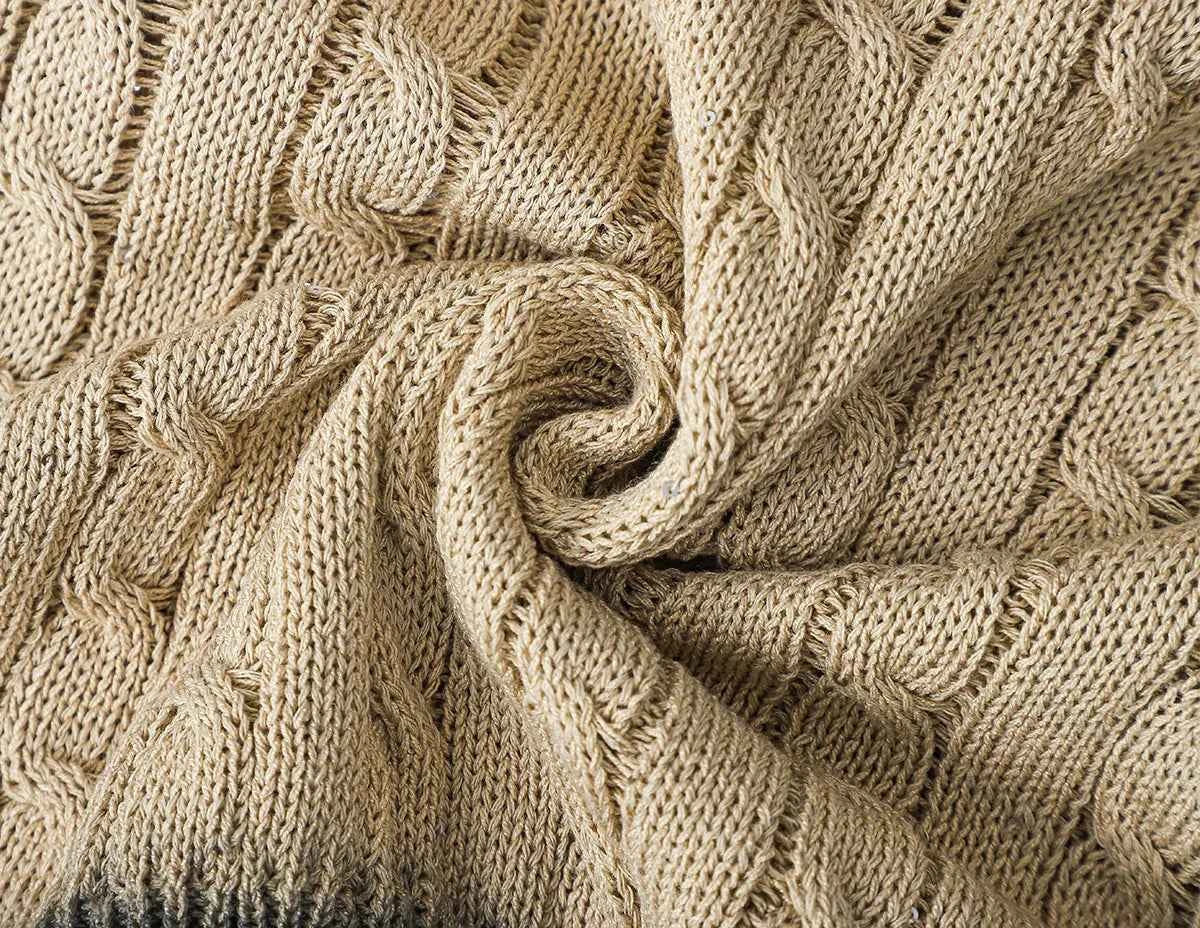 Y2K Retro Contrast Color Ripped Knitted Sweater