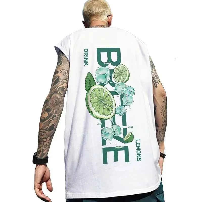 Lemon Graphic Print Sleeveless Tank T-Shirt