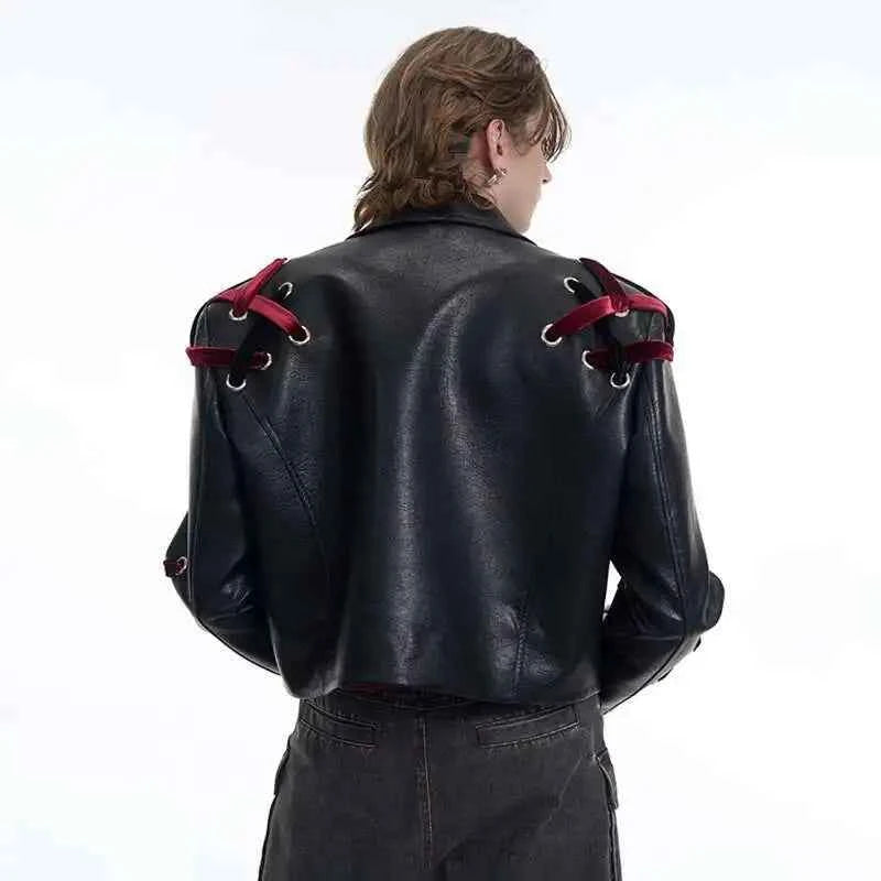 Everyday Essential Ribbon Design Leather Jacket