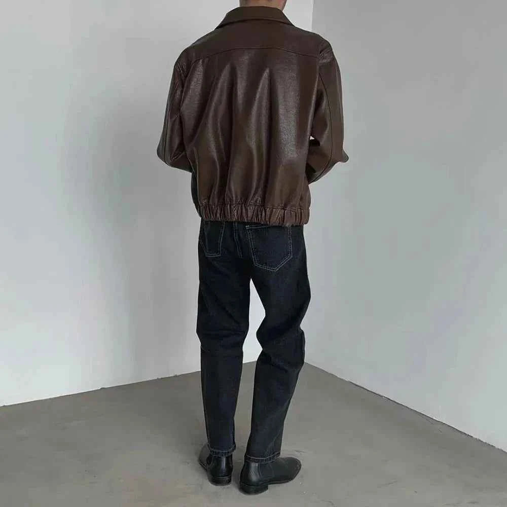 Long-lasting Retro Loose British Leather Jacket