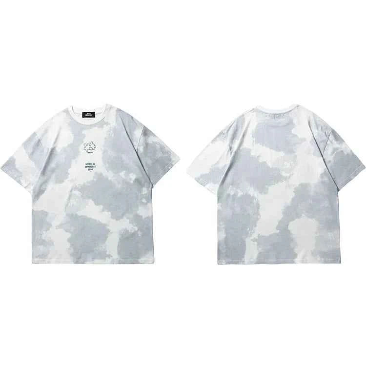Elevated Vibrant Tie Dye Puzzle Letter T-Shirt