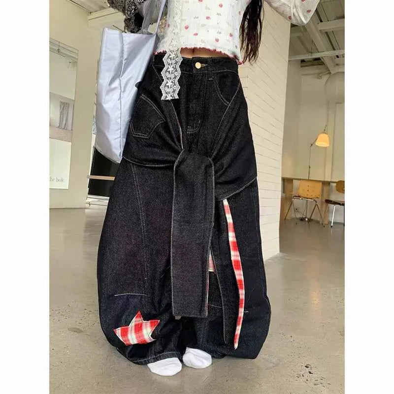 Autumn Durable Gothic Black Star Wide Leg Jeans