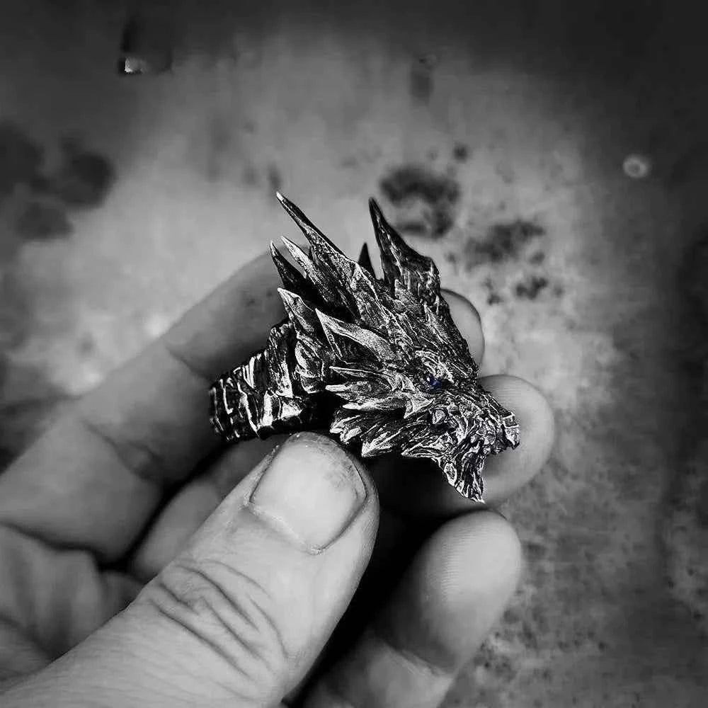 Y2K Steel Dragon Large Gothic Ring