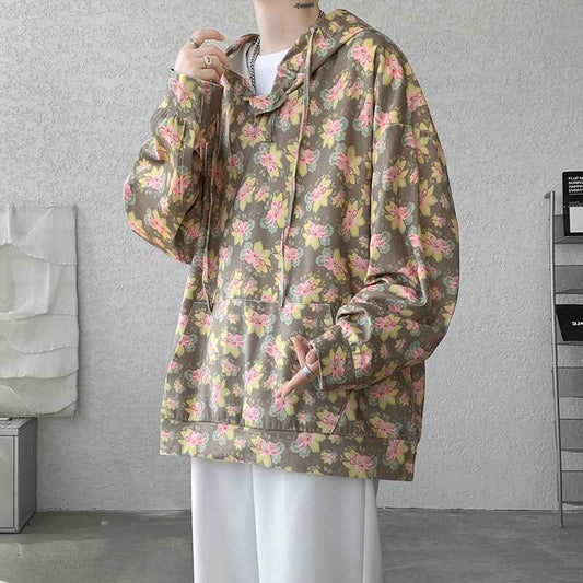 Cool Vintage Floral Printed Loose Hoodie
