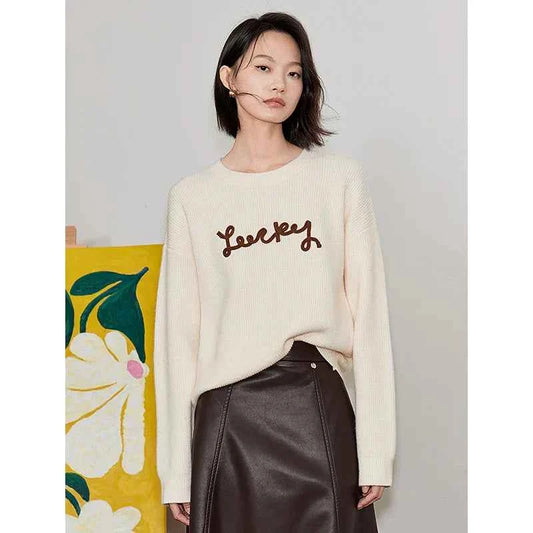 Cozy Warm Knitted Letter Print Sweater