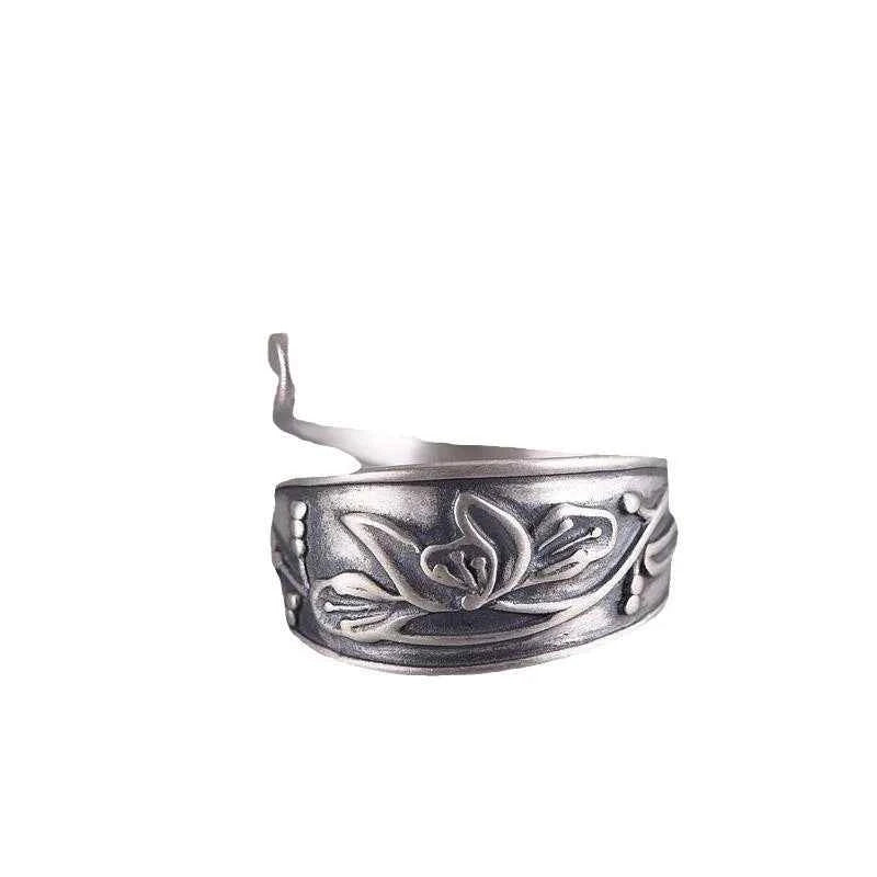 Elegant Lotus Flower Peacock Open Ring