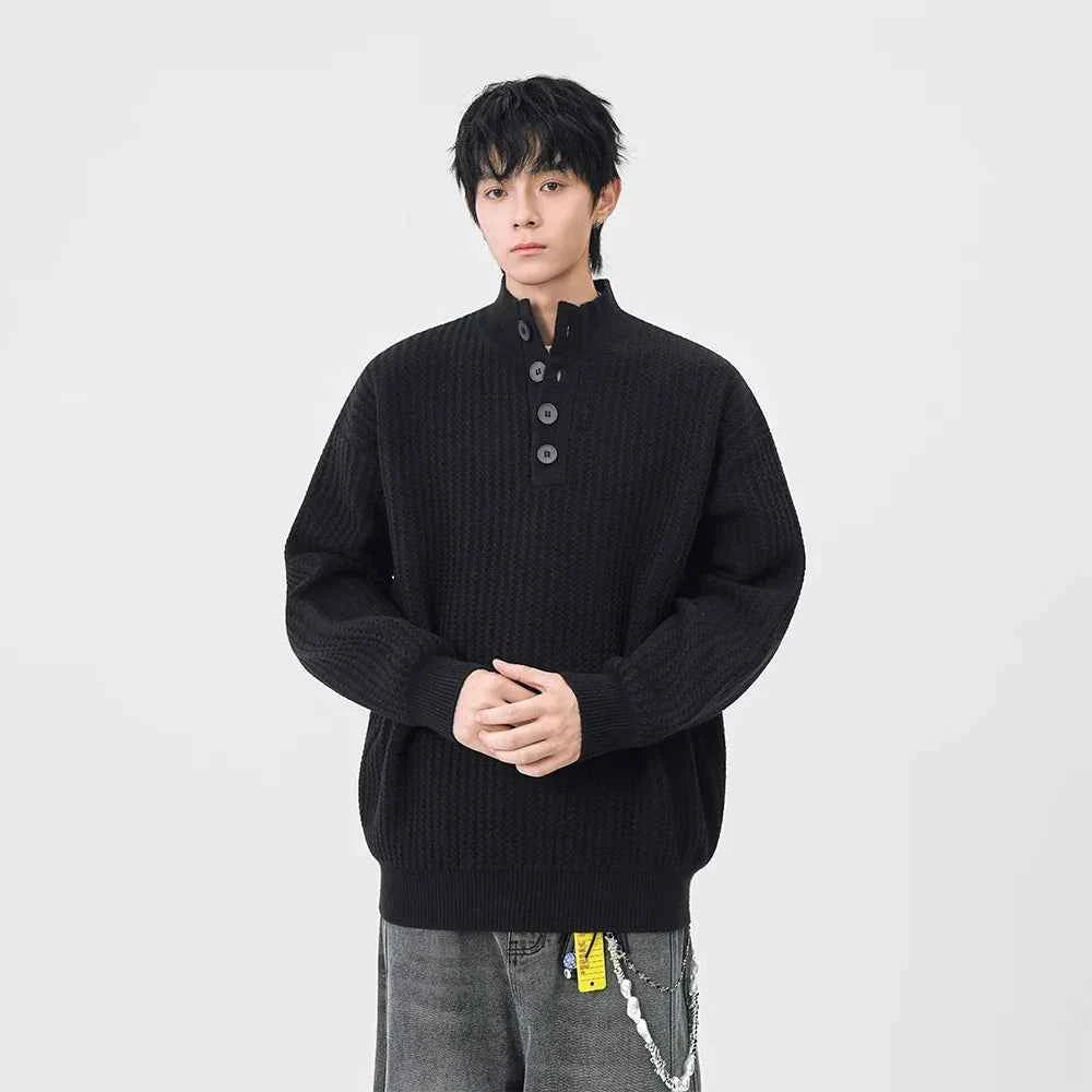Cozy Mock Neck Waffle Knit Jumper Sweater