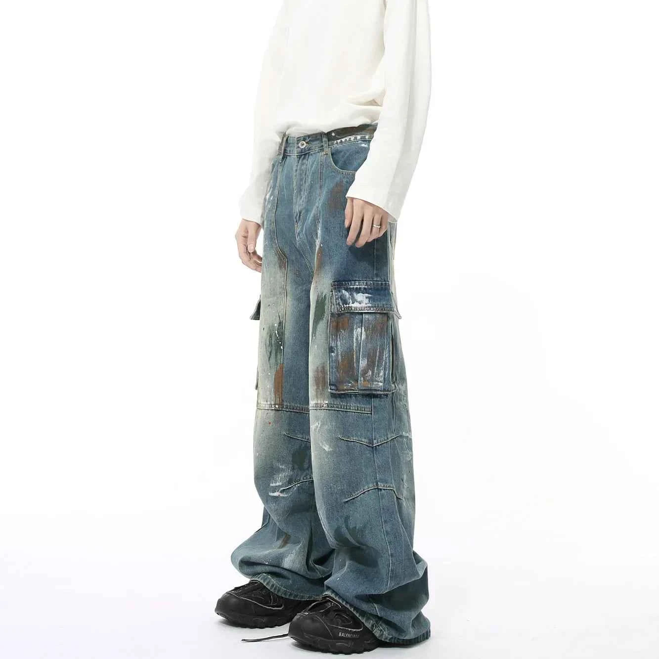 Lightweight Vintage Distressed Cargo Jeans